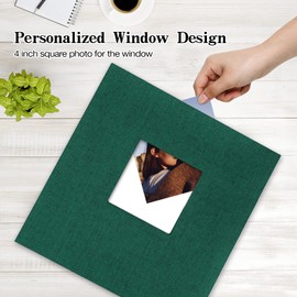 potricher Large Photo Album Self Adhesive 4x6 5x7 8x10 Pictures Linen Cover 40 Blank Pages Magnetic DIY Scrapbook Albums with A Metallic Pen (Dark Green)