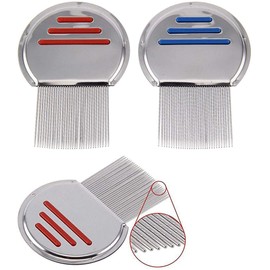 Lice Nit Comb Get Down Stainless Steel Metal Tooth Head Long Teeth/Professional Stainless Steel Nit Comb for Head Lice Treatment,Reusable,Removes Louse Nits (Pack of 2)