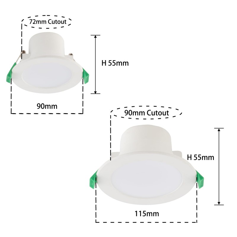 4-Pack LED Ceiling Light LED Recessed Downlight Kit 90mm Cutout