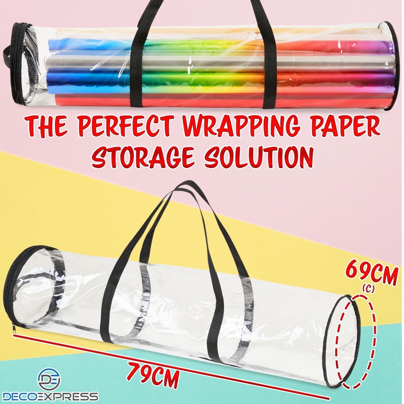 DECO EXPRESS Christmas Wrapping Paper Storage Bag Zipped Gift Wrap