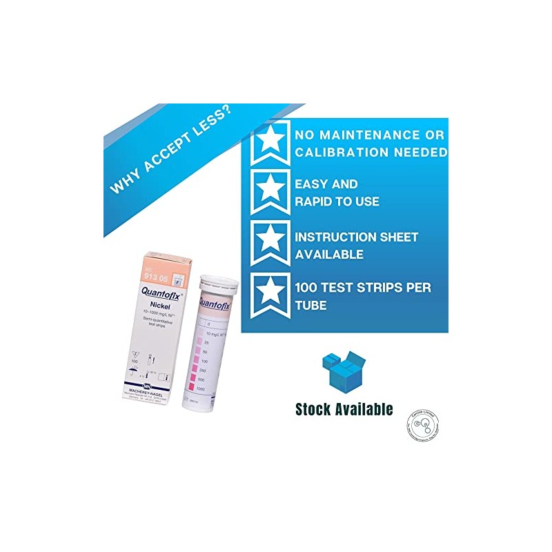 Quantofix 1138895 Nickel Reagent Test Strips for testing for Nickel