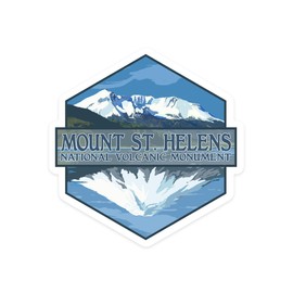 Die Cut Sticker Mount St. Helens, Washington, Before and After Views, Contour Vinyl Sticker 3 to 6 inches, (Waterproof Decal for Cars, Water Bottles, Laptops, Coolers), Large