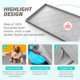 SIKADEER 19" x 19" Under Sink Mat Waterproof, Silicone Mat Kitchen Drawer Shelf and Cabinet Liner, Sink Protector for Kitchen Organizers and Storage, Boot Tray Pet Food Mats