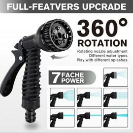 LINGKY LINGKY Flexibler Gartenschlauch 23m mit 7-Funktionen Spr??hfunktionen, Wasserschlauch flexibel mit 3-Fach Latexkern inkl. Adapter f??r 1/2' 3/4' Zoll und Wandhalterung, dehnbarer flexiSchlauch