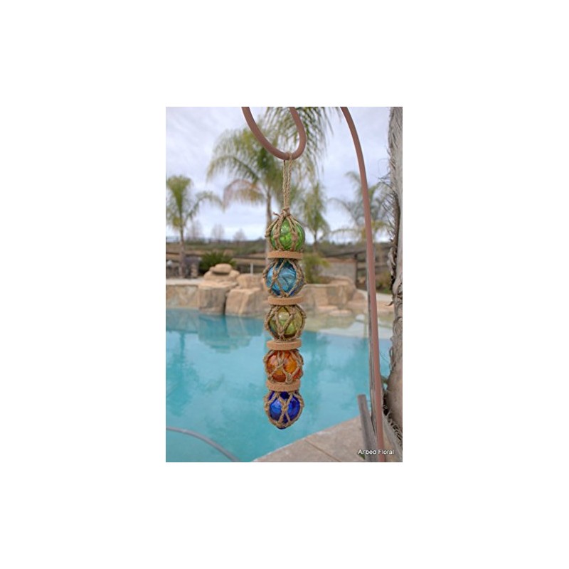 St/5 Japanese Glass Fishing Buoys 5 Assorted Colors Roped Together