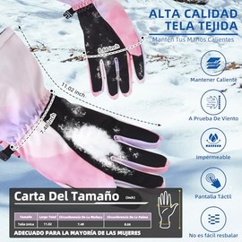Guantes de Esquí, Los Guantes para Nieve para Mujer y Hombre Son Impermeables y Aptos para Pantallas Táctiles, Guantes Termicos para Actividades Al Aire Libre En Climas Fríos