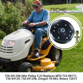 NICHEFLAG 753-08171 Idler Pulley Kit Replaces 756-04129 Idler Pulley, 756-04129B, 753-08068, 753-08068A, 756-04129C, 75604129B, 956-04129, 956-04129B, 956-04129C, Oregon 34-204, 78-065, 280-646