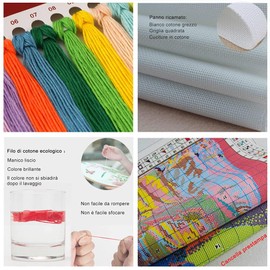 14CT Pre-Printed Die Cut DIY Cross Stitch Embroidery Kit, Complete Range of Starter Kits for Beginners - Snow Mountain in Spring 45 x 53 cm