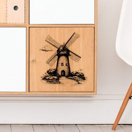 'Windmill on Landscape' Clear Sticker Decal – Waterproof Film for Windows, Cars, Walls & Crafts, Large (210mm) (DC00135358)