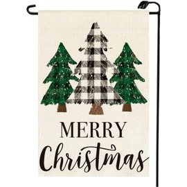 Christmas Tree Garden Flag 12x18 Inch Vertical Double Sided Merry Xmas Buffalo Plaid Small Flags Farmhouse Outside Decoration For Yard SD18