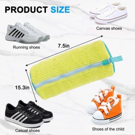 2 PCS Shoe Washing Machine Bag, Reusable Laundry Shoe Bag, Laundry Shoe Bag for Washer and Dryer, Shoe Washing Bag with Zipper, Sneaker Washing Machine Bag for All Shoe Types and Sizes (yellow)