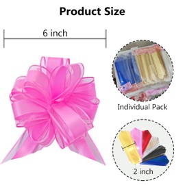 sxvblly 6 PCS Large Pull Bows 6 Inch Pink Bows for Gift Wrapping Wedding Basket Decorated Birthday Party Christmas Gift Boxes Flower Decorations