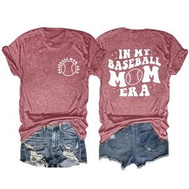 Baseball Mom Game Day Shirt:in My Baseball Mom Era Shirts Funny Baseball Graphic Tees Baseball Mama Tops Pink