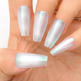 Sethexy Cat Eye Gradient Handmade Press On Nails Green Long Coffin Glossy False Nails with Design 20PCS Full Cover Art Fake Nail for Women and Girls (2)