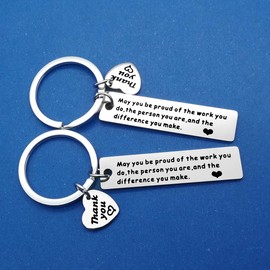 Thank You Gift Appreciation Jewelry for Women and Men,Make A Difference Keychain Stainless Steel Keyring Thank You Gift for Volunteer Coach Mentor Employee Teacher Social Worker Jewelry Gift (2 Pcs)