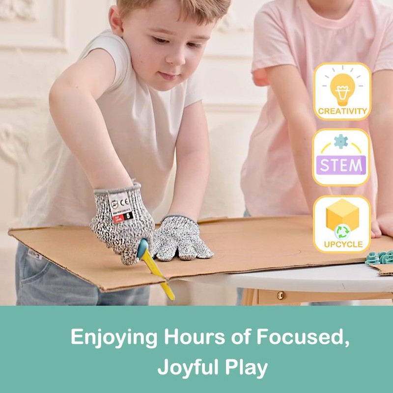 Kizzikids Cardboard Cutting Tools for Kids with Tool Box, 149