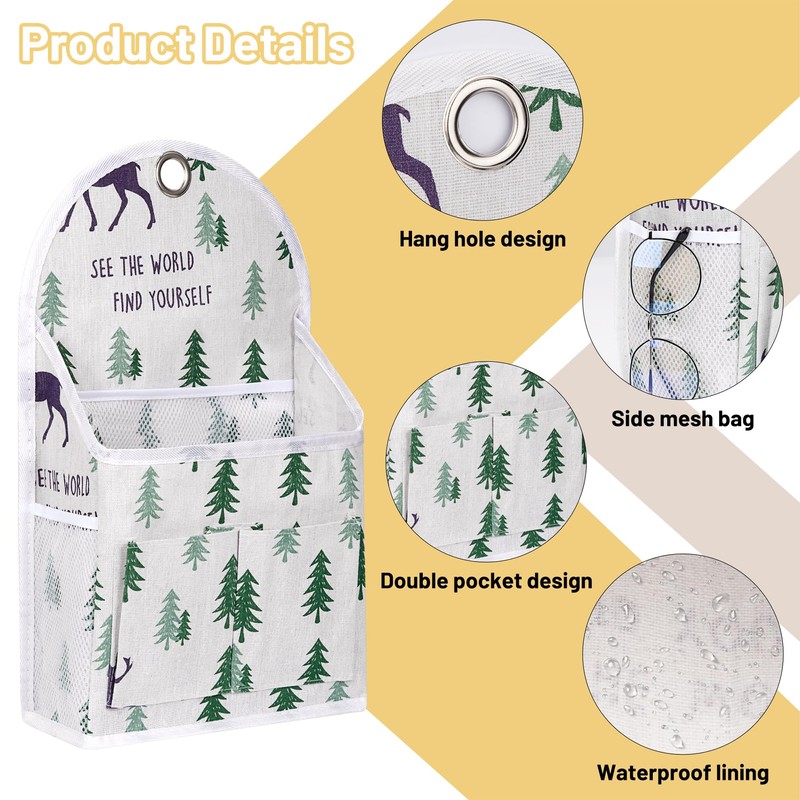 Jeesblsy Wall Mounted Storage Bag, Fabric Storage Bedside Table Door