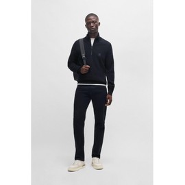 BOSS Mens Kanobix S Logo-Patch Zip-Neck Sweater in Cotton and Cashmere