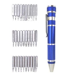 TC Sportline KU-20006 30-in-1 Precision Pocket Screwdriver Set - Phillips, Pozi, Slotted, Hex & Torx - Multipurpose Aluminum Handle Pen Tool Kit