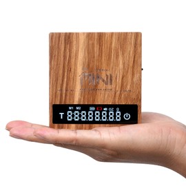 MUVNA Mini Wooden Coffee Scale with Timer - 0.3g/2kg Weighing Digital Espresso Scale Auto Timer & Ratio 3 Modes for Pour Over, Drip Coffee, Kitchen Weight, LED Display (Wood)