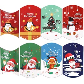 HOWAF 12pcs Christmas Pillow Boxes Christmas Boxes for Gifts Christmas Gift Boxes Small Gift Boxes Christmas Treat Boxes Christmas Candy Boxes Small Boxes for Christmas Party Favors Xmas Decorations