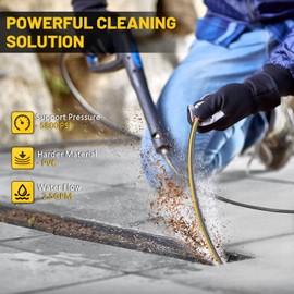 TUTULUCK Sewer Jetter Kit for Pressure Washer, 5800PSI Drain Cleaner Hose 1/4 Inch NPT Corner,Showerhead,Rotating rotates,Mushroom Nose,Corner sewer nozzle(50FT)