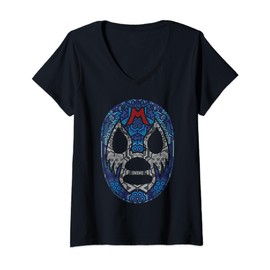 Womens Mil Máscaras Lucha Libre Wrestler Huichol Design V-Neck T-Shirt