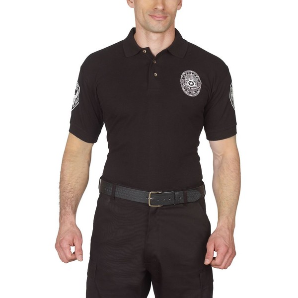 HPU Security Polo Shirt Deluxe 100% Cotton Pre-Shrunk Black with White Letters (3XL)
