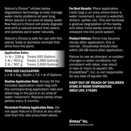 CrystalClear Nature's Choice Barley Straw Pellets, Natural Clarifier to Clear Cloudy Outdoor Ponds, Fountains & Water Gardens, Koi Fish Safe, 2 lbs