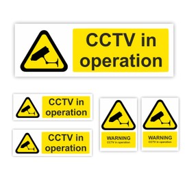CCTV Stickers For Commercial and Domestic Use 5-PACK Security Signs for Office, Car, House, Window, Doors/CCTV in Operation Sticker in Various Shapes and Sizes To Use for Security Deterrence