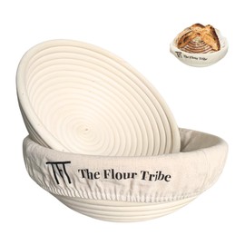 Banneton Bread Proofing Basket: Banneton Basket Set of 2, 9 inch Sourdough Proofing Basket Round Proofing Bowls Handmade Rattan baskets w Linen liners for Dough Proofing, Sourdough Bread Making Kit