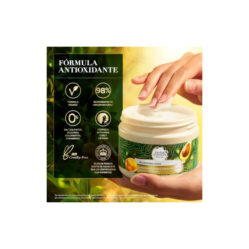 HERBAL ESSENCES Bio:Renew, Mascarilla Nutrición Intensiva para cabello seco y