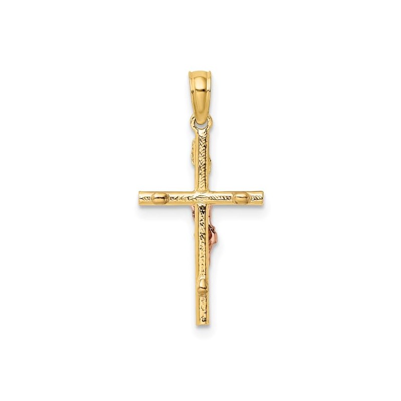 IceCarats 14K Solid Two Tone Gold Cross Lord Jesus Christ