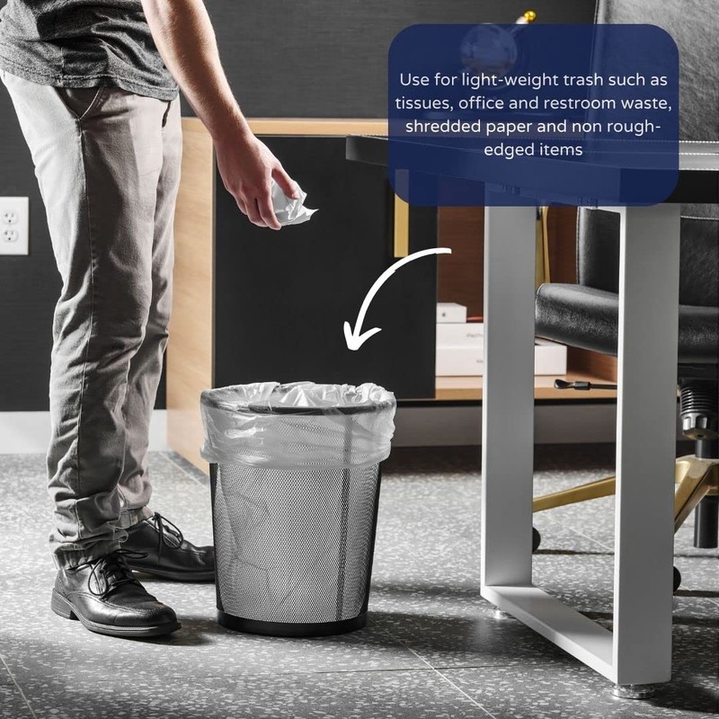 Plasticplace 7-10 Gallon Trash Bags│8 Microns│Clear Garbage Can High Density