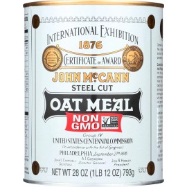 McCann's Traditional Steel Cut Irish Oatmeal Non GMO 28 Ounce Canister