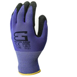 Better Grip Ultra-Thin BGSBL1 Nylon Sandy Latex Coated Work Gloves, 12 Pairs (Small, Blue)
