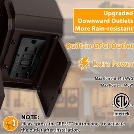 APOTO Porch Light with GFCI Outlet, Bronze Dusk to Dawn Motion Sensor Outdoor Lights, 3-Mode Wall Exterior Lighting Fixture, Waterproof Outside Lights Sconce for House Front Door Patio Garage