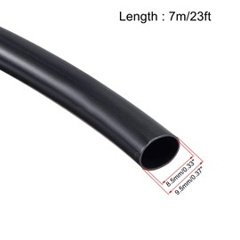 TOP-VIGOR Black PVC Tube Wire Harness Tubing, 8.5mm(0.34") ID 9.5mm(0.37") OD 23ft Length Sleeve