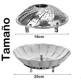 Foldable Steamer Basket Stainless Steel Steamer Basket Extendable Steamer Ideal for Vegetables, Fruits, Meat and Seafood, Medium (16cm to 25cm)