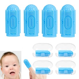 NFSVLB Baby Finger Toothbrush 4 Pcs Silicone Finger Tooth Brushing Baby Toothbrush Infant Tooth Brush Toddler Fingers toothbrushes with 4 Travel Case