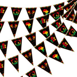 Hestya 5 Pcs Black History Month Pennant Banner Africa American Party Decoration BHM Party Triangle Banner Flags Juneteenth Pennant Bunting for Freedom June 19th Black History Month Party Supplies