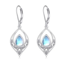 Moonstone Teardrop Earrings Sterling Silver Filigree Dangle Earrings Jewellery Gifts for Women Girls