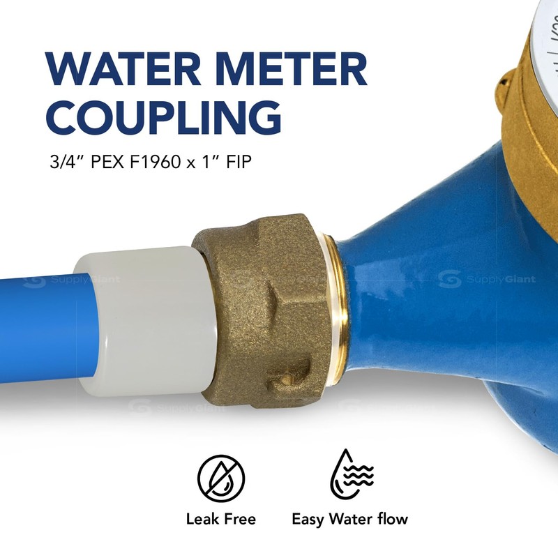 Pex-A 3/4" Pex x 1" FIP Water Meter Coupling Pex-A,