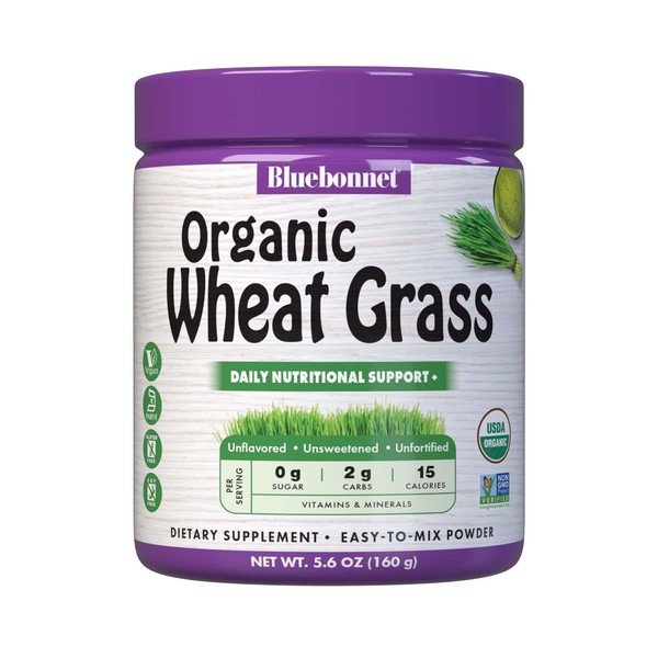 Bluebonnet Nutrition Super Earth Organic Wheatgrass Powder, 35 Servings, Dark Green, 5.6 Oz