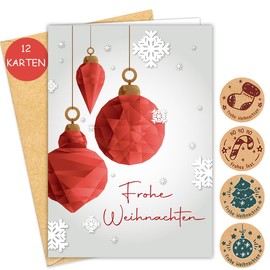 Christmas Cards with Envelope Set (12 Pieces) - Elegant A6 Folding Cards Christmas Card for Family, Friends or Business