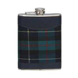 Premier Housewares 508266 Hip Flask Hip Flasks For Men Pocket Flask Flask Alcohol 8oz Hip Flask Mini Hip Flask Stitched Leather Trim Green Tartan Fabric 14hx10wx3d