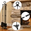 30in Fireplace Tool Set with Stand 4 Pcs Solid Manganese