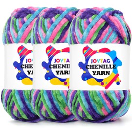 Velvet Chenille Yarn for Crocheting Rainbow Velvet Yarn Fluffy Yarn Plush Yarn Thick Bulky Chunky Chenille Velvet Yarn Soft Baby Blanket Yarn for Crocheting Hand Knitting 3 * 100g-Ocean Tone
