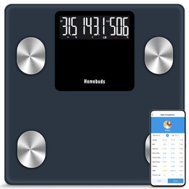 Homebuds FSA&HSA 550lb Smart Weight Scale, Precision 0.1lb by Our Professional Scale Factory Since 2001, Scale for Body Weight Free App Sync 13 Body Composition with BMI and Body Fat, Grey