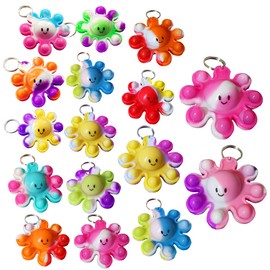 HOZKEAP 24 Packs Bulk Octopus Fidget Bubble Bulk Mini Pop Keychain Fidget for Teens and Kids, Birthday Christmas Party Favors Supplies and Classroom Student